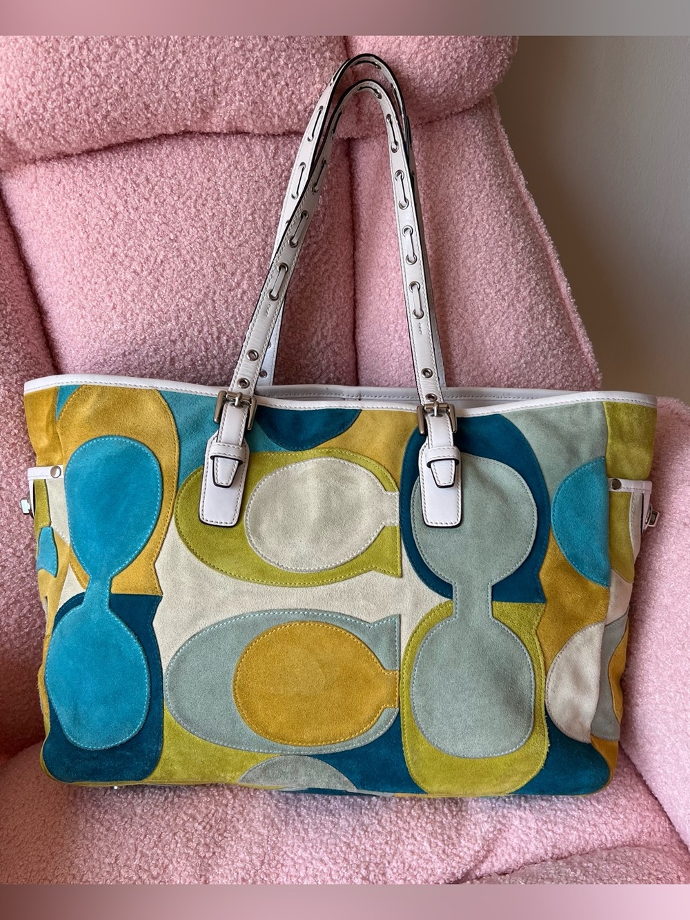 Coach Optic Signature Suede Mega Patchwork Gallery Tote